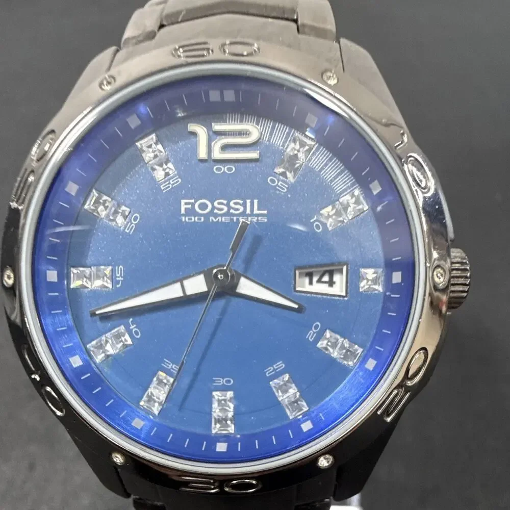 Fossil Blue Men’s Wristwatch AM-4117 New Battery! Runs excellent!